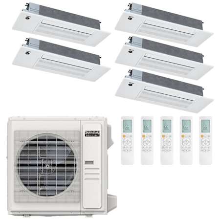 Durastar 36K BTU Cooling / 37K BTU Heating 21.5 SEER2 Five Zone Ceiling Cassette Mini Split System with (4) 6K and (1) 18K BTU Indoor Units N/A