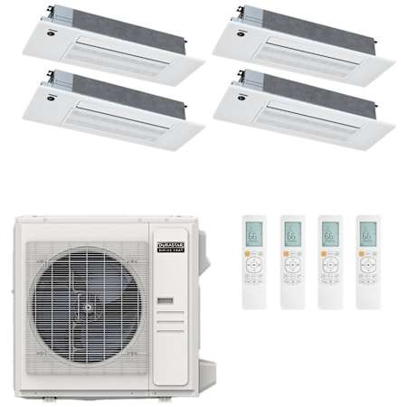 Durastar 36K BTU Cooling / 37K BTU Heating 21.5 SEER2 Four Zone Ceiling Cassette Mini Split Package with (1) 9k and (3) 12k BTU Indoor Units N/A