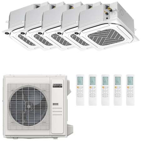 Durastar Sirius Heat Series 36K BTU Cooling / 37K BTU Heating 21.5 SEER2 Five Zone Ceiling Cassette Mini Split System with (5) 9K BTU Indoor Units N/A