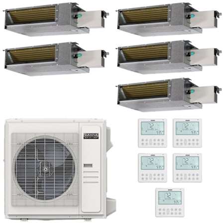 Durastar 36K BTU Cooling / 37K BTU Heating 19.4 SEER2 Five Zone Concealed Duct Mini Split System with (1) 6K and (4) 9K BTU Indoor Units N/A