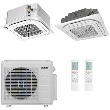 Durastar 36K BTU Cooling / 37K BTU Heating 23.1 SEER2 Two Zone Ceiling Cassette Mini Split System with (1) 12K and (1) 24K BTU Indoor Units N/A