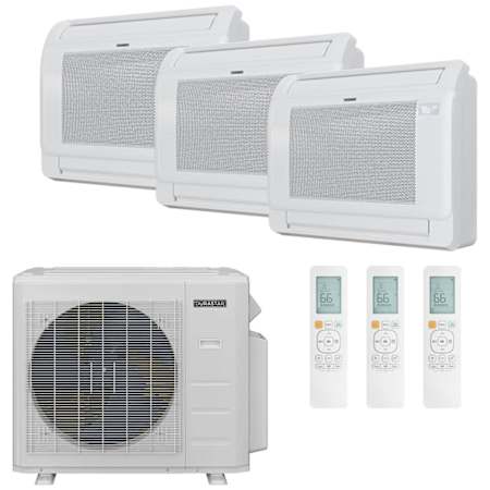 Durastar 36K BTU Cooling / 37K BTU Heating 23.1 SEER2 Three Zone Floor Console Mini Split System with (1) 9K and (2) 12K BTU Indoor Units N/A