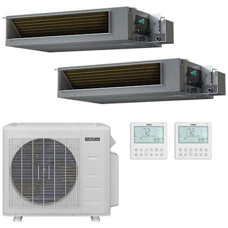 Durastar 36K BTU Cooling / 37K BTU Heating 20 SEER2 Two Zone Concealed Duct Mini Split Package with (2) 18k BTU Indoor Units N/A