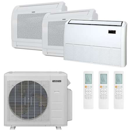 Durastar 36K BTU Cooling / 37K BTU Heating 23.1 SEER2 Three Zone Floor Console Mini Split Package with (2) 9k and (1) 24k BTU Indoor Units N/A