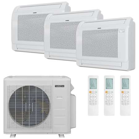 Durastar 36K BTU Cooling / 37K BTU Heating 23.1 SEER2 Three Zone Floor Console Mini Split System with (2) 9K and (1) 12K BTU Indoor Units N/A