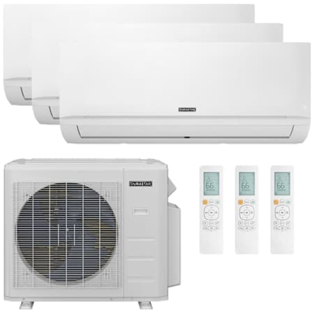 Durastar 36K BTU Cooling / 37K BTU Heating 23.1 SEER2 Three Zone Wall Mount Mini Split Package with (2) 6k and (1) 24k BTU Indoor Units N/A
