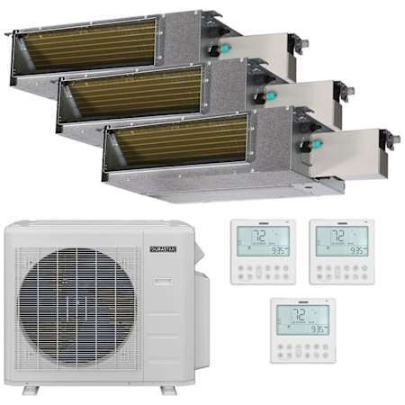 Durastar 36K BTU Cooling / 37K BTU Heating 20 SEER2 Three Zone Concealed Duct Mini Split Package with (1) 6k and (2) 12k BTU Indoor Units N/A