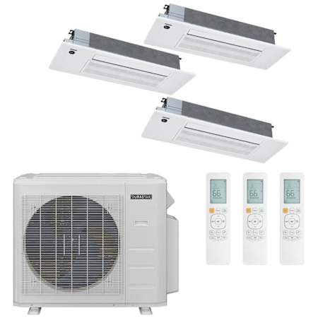 Durastar 36K BTU Cooling / 37K BTU Heating 23.1 SEER2 Three Zone Ceiling Cassette Mini Split System with (1) 6K and (2) 12K BTU Indoor Units N/A