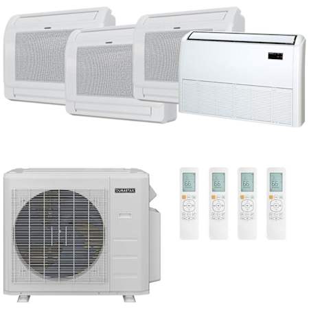 Durastar 36K BTU Cooling / 37K BTU Heating 23.1 SEER2 Four Zone Floor Console Mini Split System with (3) 9K and (1) 18K BTU Indoor Units N/A