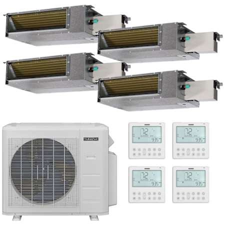 Durastar 36K BTU Cooling / 37K BTU Heating 20 SEER2 Four Zone Concealed Duct Mini Split System with (1) 6K and (3) 12K BTU Indoor Units N/A