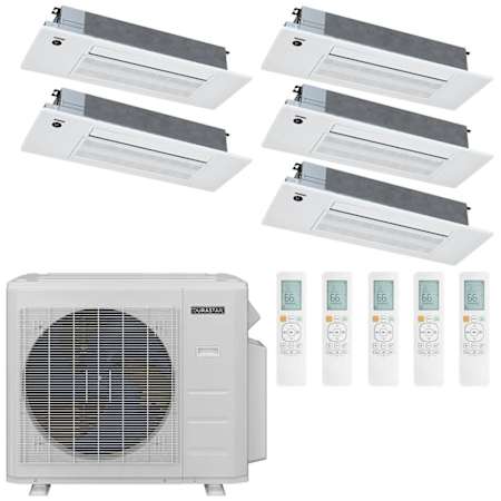 Durastar 36K BTU Cooling / 37K BTU Heating 23.1 SEER2 Five Zone Ceiling Cassette Mini Split System with (4) 6K and (1) 18K BTU Indoor Units N/A