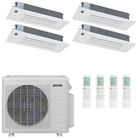 Durastar 36K BTU Cooling / 37K BTU Heating 23.1 SEER2 Four Zone Ceiling Cassette Mini Split System with (3) 6K and (1) 12K BTU Indoor Units N/A