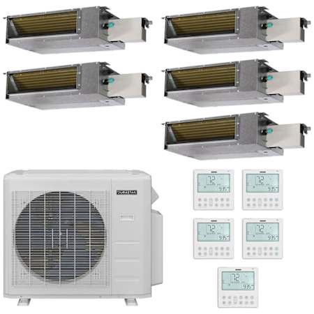 Durastar 36K BTU Cooling / 37K BTU Heating 20 SEER2 Five Zone Concealed Duct Mini Split System with (4) 6K and (1) 9K BTU Indoor Units N/A