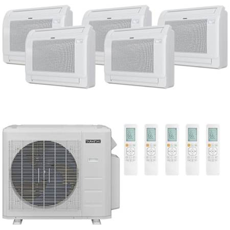 Durastar 36K BTU Cooling / 37K BTU Heating 23.1 SEER2 Five Zone Floor Console Mini Split System with (5) 9K BTU Indoor Units N/A