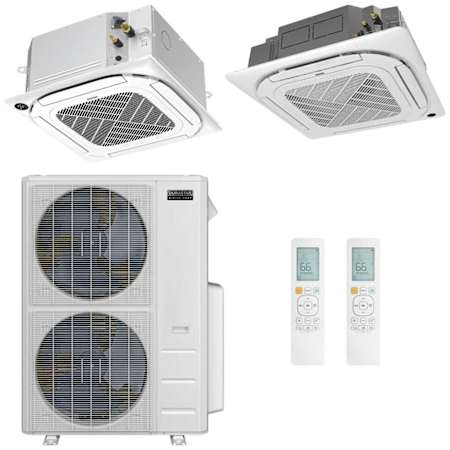 Durastar Sirius Heat Series 48K BTU Cooling / 49K BTU Heating 21.2 SEER2 Two Zone Ceiling Cassette Mini Split System with (1) 18K and (1) 24K BTU Indoor Units N/A