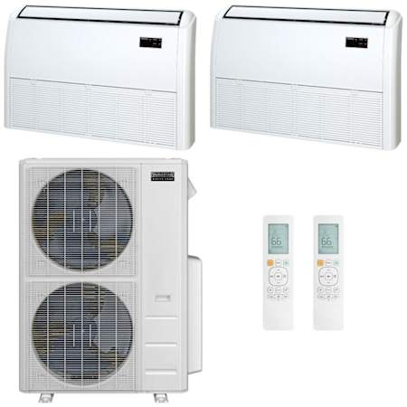 Durastar 48K BTU Cooling / 49K BTU Heating 21.2 SEER2 Two Zone Floor Console Mini Split System with (1) 18K and (1) 24K BTU Indoor Units N/A