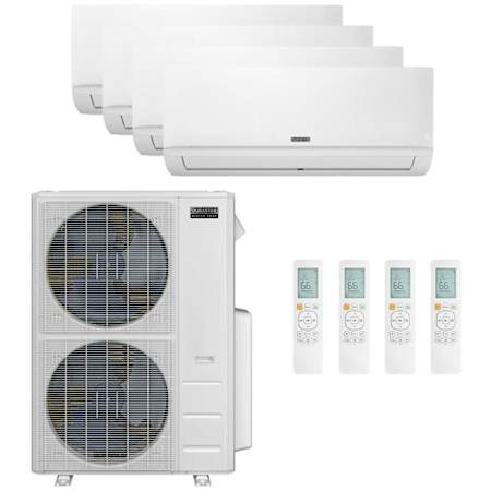Durastar 48K BTU Cooling / 49K BTU Heating 21.2 SEER2 Four Zone Wall Mount Mini Split Package with (1) 6k, (2) 9k and (1)18k BTU Indoor Units N/A