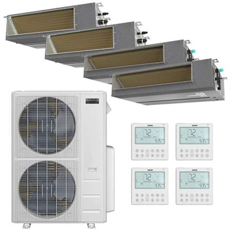 Durastar 48K BTU Cooling / 49K BTU Heating 20.4 SEER2 Four Zone High Static Concealed Duct Mini Split System with (2) 9K and (2) 18K BTU Indoor Units N/A