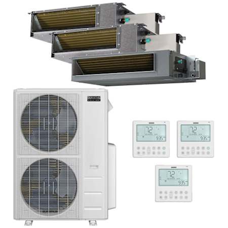 Durastar 48K BTU Cooling / 49K BTU Heating 20.4 SEER2 Three Zone Low Static Concealed Duct Mini Split System with (1) 9K, (1) 12K and (1) 18K BTU Indoor Units N/A