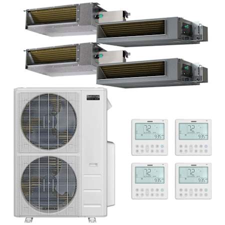 Durastar 48K BTU Cooling / 49K BTU Heating 20.4 SEER2 Four Zone Concealed Duct Mini Split Package with (2) 9k and (2) 18k BTU Indoor Units N/A