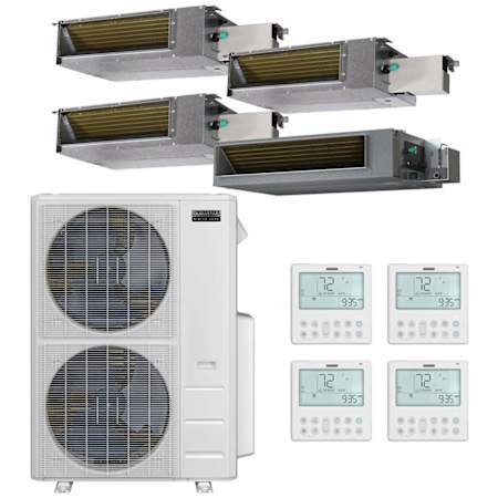Durastar 48K BTU Cooling / 49K BTU Heating 20.4 SEER2 Four Zone Low Static Concealed Duct Mini Split System with (3) 12K and (1) 18K BTU Indoor Units N/A