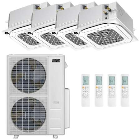 Durastar Sirius Heat Ceiling Cassette Mini Split Heat Pump System - 4-Zone - 48k BTU Outdoor - 9k+12k+12k+12k Indoor - 21.2 SEER2 - R-454B N/A