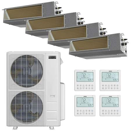 Durastar 48K BTU Cooling / 49K BTU Heating 20.4 SEER2 Four Zone High Static Concealed Duct Mini Split System with (4) 12K BTU Indoor Units N/A