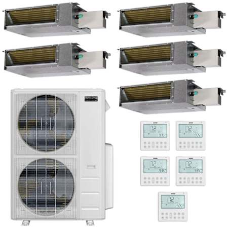 Durastar 48K BTU Cooling / 49K BTU Heating 20.4 SEER2 Five Zone Concealed Duct Mini Split Package with (2) 6k and (3) 9k BTU Indoor Units N/A