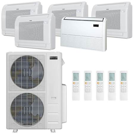 Durastar 55K BTU Cooling / 55K BTU Heating 21.4 SEER2 Five Zone Floor Console Mini Split Package with (1) 9k, (3) 12k and (1) 18k BTU Indoor Units N/A
