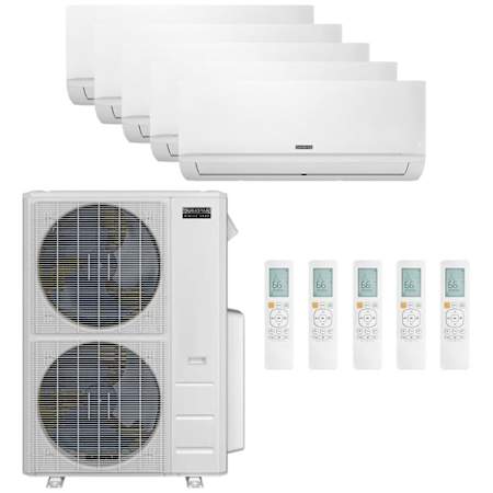 Durastar 55K BTU Cooling / 55K BTU Heating 21.4 SEER2 Five Zone Wall Mount Mini Split System with (1) 9K, (3) 12K and (1) 18K BTU Indoor Units N/A