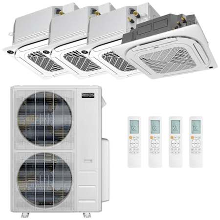 Durastar Sirius Heat Ceiling Cassette Mini Split Heat Pump System - 4-Zone - 55k BTU Outdoor - 12k+12k+18k+24k Indoor - 21.4 SEER2 - R-454B N/A
