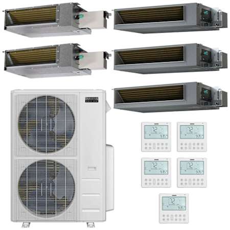 Durastar 55K BTU Cooling / 55K BTU Heating 20 SEER2 Five Zone Concealed Duct Mini Split System with (2) 6K and (3) 18K BTU Indoor Units N/A