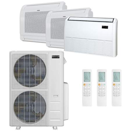 Durastar 55K BTU Cooling / 55K BTU Heating 21.4 SEER2 Three Zone Floor Console Mini Split System with (2) 12K and (1) 24K BTU Indoor Units N/A