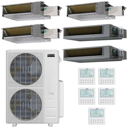 Durastar 55K BTU Cooling / 55K BTU Heating 20 SEER2 Five Zone Concealed Duct Mini Split Package with (1) 6k, (1) 9k, (1) 12k and (2) 18k BTU Indoor Units N/A