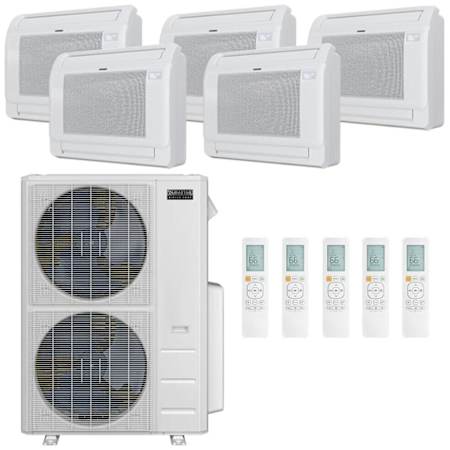 Durastar 55K BTU Cooling / 55K BTU Heating 21.4 SEER2 Five Zone Floor Console Mini Split System with (3) 9K and (2) 12K BTU Indoor Units N/A