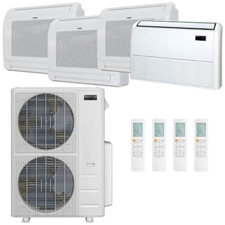 Durastar 55K BTU Cooling / 55K BTU Heating 21.4 SEER2 Four Zone Floor Console Mini Split System with (3) 12K and (1) 18K BTU Indoor Units N/A