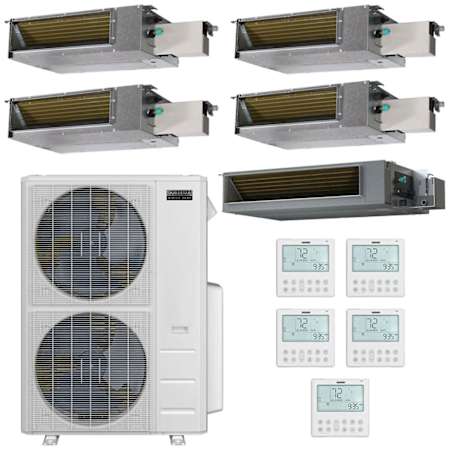 Durastar 55K BTU Cooling / 55K BTU Heating 20 SEER2 Five Zone Concealed Duct Mini Split Package with (4) 9k and (1) 18k BTU Indoor Units N/A