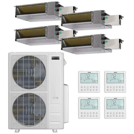 Durastar 55K BTU Cooling / 55K BTU Heating 20 SEER2 Four Zone Low Static Concealed Duct Mini Split System with (4) 12K BTU Indoor Units N/A