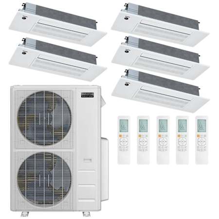 Durastar 55K BTU Cooling / 55K BTU Heating 21.4 SEER2 Five Zone Ceiling Cassette Mini Split Package with (3) 6k, (1) 9k and (1) 18k BTU Indoor Units N/A