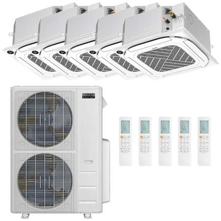 Durastar Sirius Heat Ceiling Cassette Mini Split Heat Pump System - 5-Zone - 55k BTU Outdoor - 12k+12k+12k+12k+12k Indoor - 21.4 SEER2 - R-454B N/A