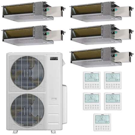 Durastar 55K BTU Cooling / 55K BTU Heating 20 SEER2 Five Zone Concealed Duct Mini Split System with (2) 6K, (1) 9K and (2) 12K BTU Indoor Units N/A