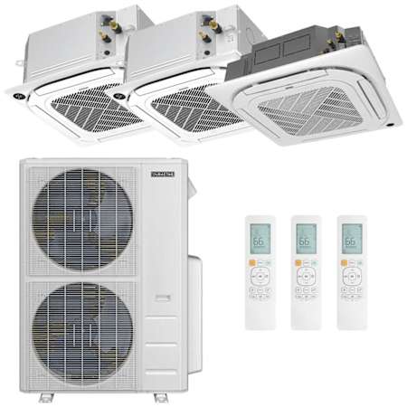 Durastar Ceiling Cassette Mini Split Heat Pump System - 3-Zone - 48k BTU Outdoor - 9k+18k+24k Indoor - 21.3 SEER2 - R-454B N/A