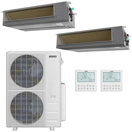 Durastar 48K BTU Cooling / 48K BTU Heating 20.4 SEER2 Two Zone Concealed Duct Mini Split Package with (1) 18k and (1) 24k BTU Indoor Units N/A