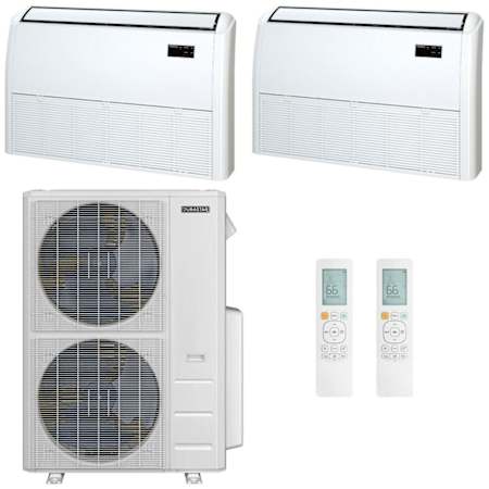 Durastar 48K BTU Cooling / 48K BTU Heating 21.3 SEER2 Two Zone Floor Console Mini Split System with (1) 18K and (1) 24K BTU Indoor Units N/A