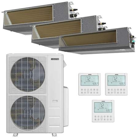Durastar 48K BTU Cooling / 48K BTU Heating 20.4 SEER2 Three Zone Concealed Duct Mini Split Package with (2) 9k and (1) 24k BTU Indoor Units N/A