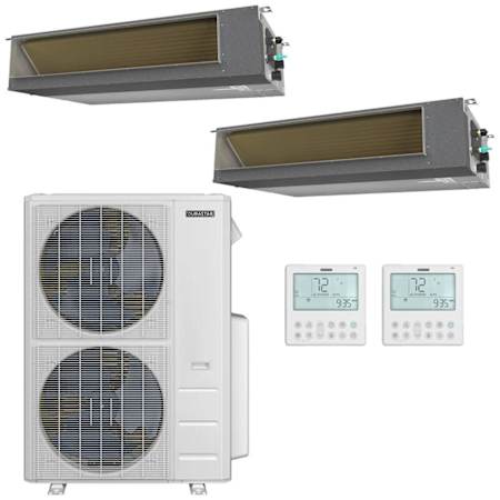 Durastar 48K BTU Cooling / 48K BTU Heating 20.4 SEER2 Two Zone Concealed Duct Mini Split Package with (2) 24k BTU Indoor Units N/A