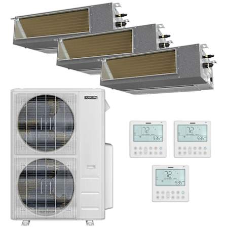 Durastar 48K BTU Cooling / 48K BTU Heating 20.4 SEER2 10.6 HSPF2 Three Zone Concealed Duct Mini Split Package with (2) 12k and (1) 18k BTU Indoor Units N/A
