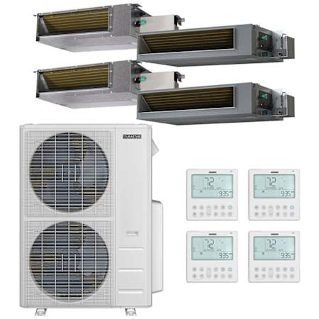 Durastar 48K BTU Cooling / 48K BTU Heating 20.4 SEER2 Four Zone Concealed Duct Mini Split System with (2) 6K and (2) 18K BTU Indoor Units N/A