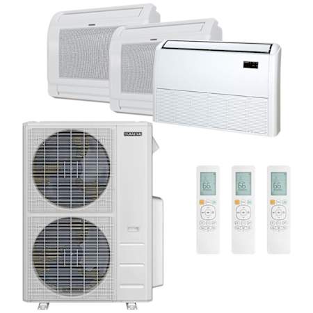 Durastar 48K BTU Cooling / 48K BTU Heating 21.3 SEER2 Three Zone Floor Console Mini Split System with (2) 12K and (1) 18K BTU Indoor Units N/A