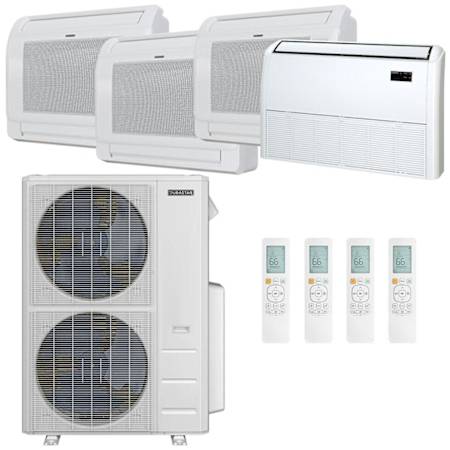 Durastar 48K BTU Cooling / 48K BTU Heating 21.3 SEER2 Four Zone Floor Console Mini Split System with (2) 9K, (1) 12K and (1) 18K BTU Indoor Units N/A